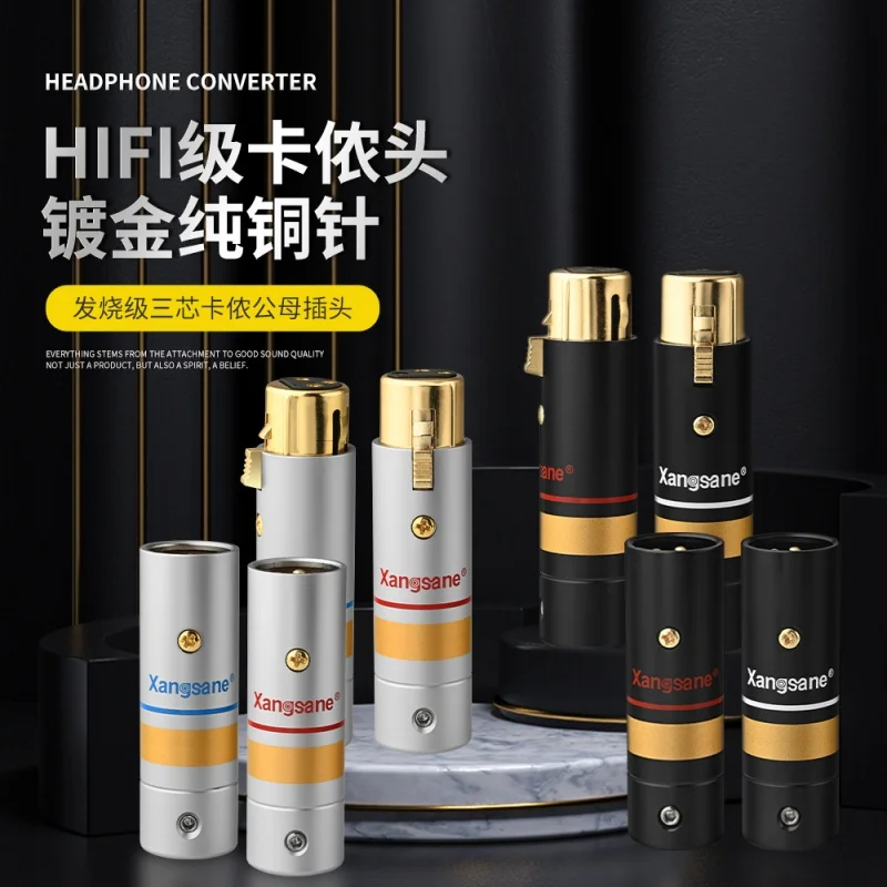 XLR Plug Connector Fever Pure Copper Gold Plated 3Pin Male Female Balanced Audio Conector for Sound Card 2PCS