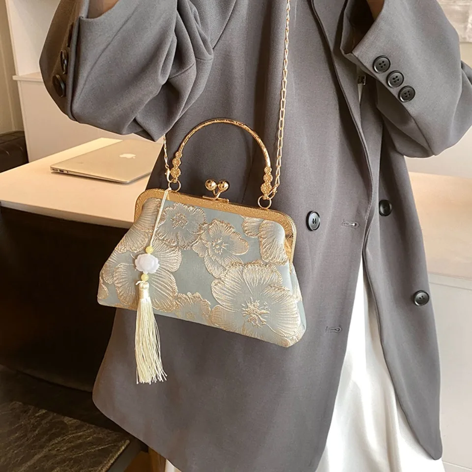 

Elegant Handbag Retro Small Square Bag Wedding Party Luxury Designer Women Evening Clutch Chinese Style Embroidered Shoulder Bag