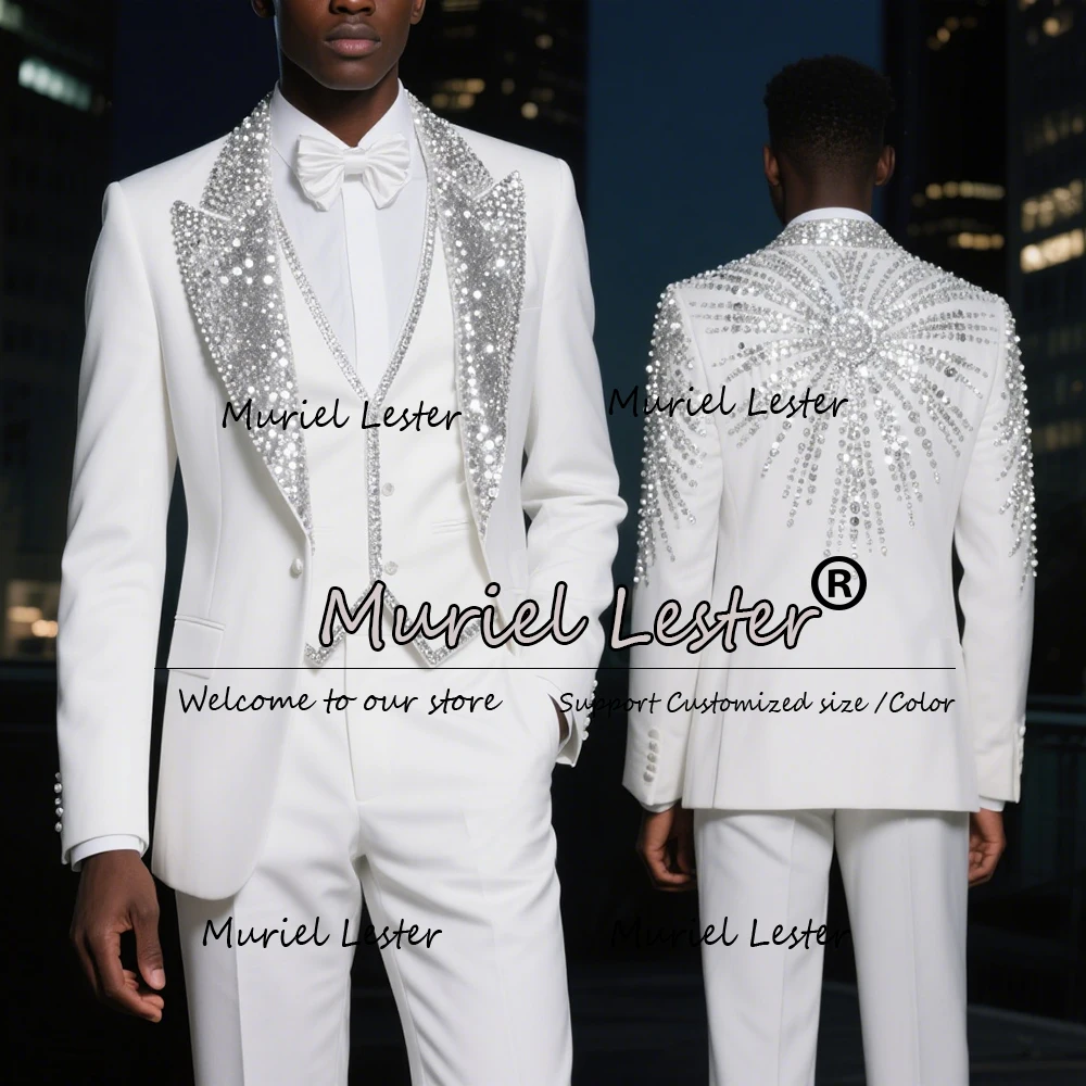 مطرز بلورات الرجال الدعاوى 2 قطعة الزفاف العريس سهرة تألق الترتر التلبيب حفلة موسيقية الحلل مخصص سليم صالح زي أوم