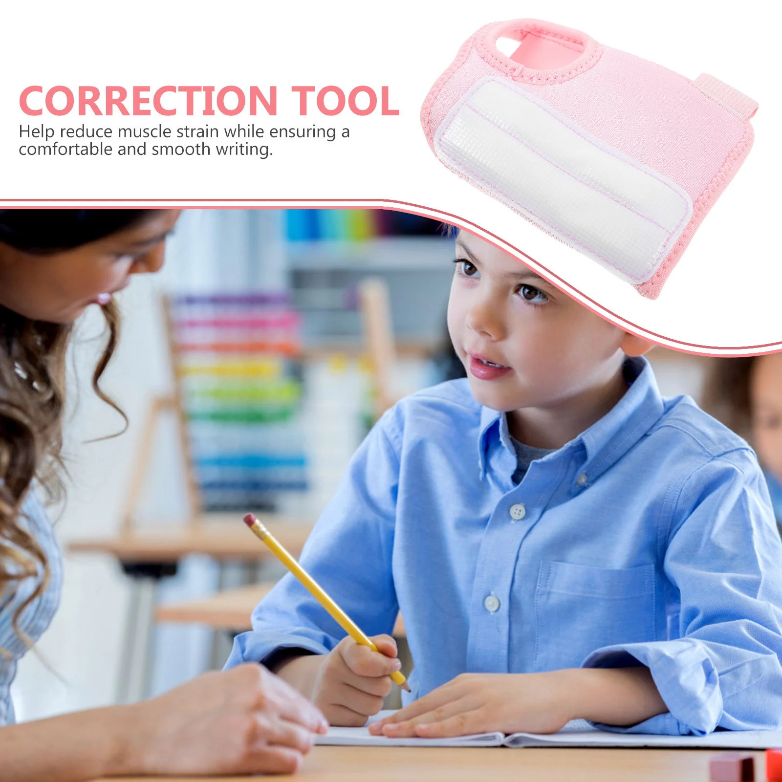 

Grip Pencil Holder For Kids Writing Posture Correction Aid Wristband Hook Loop Fastener Handwriting Practice Tool Art Supplies
