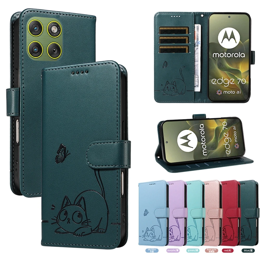 

Магнитный кожаный флип-чехол для Moto Edge 70 60 50 40 Fusion NEO Pro Ultra X70 Air E40 E32 E30 E22 E20 E13 5G Слоты для карт-кошелька