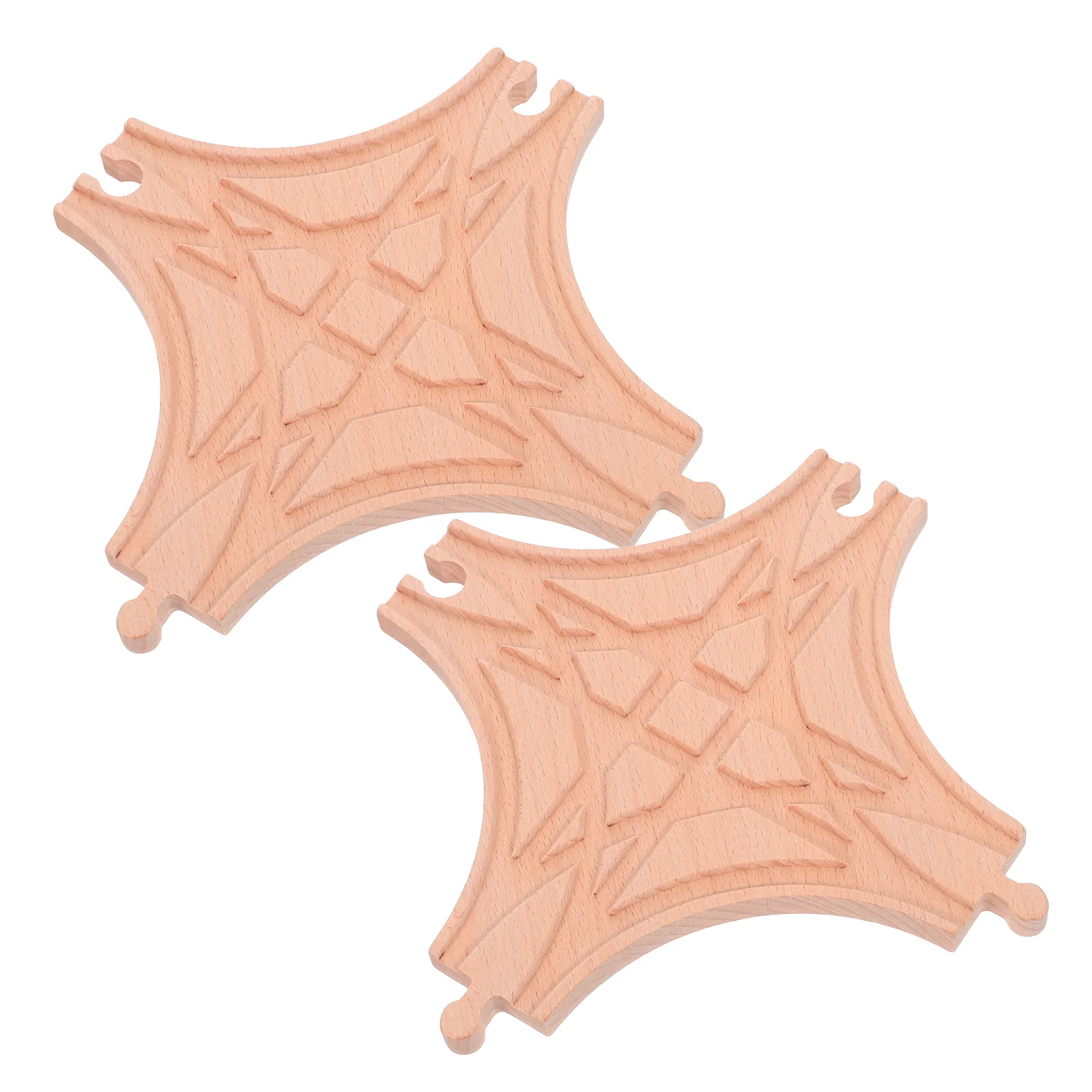 

2Pcs Wooden Train Track Multi Way Switch Expansion Pack Sturdy Railway Connector Pieces for Family Fun Railroad Track