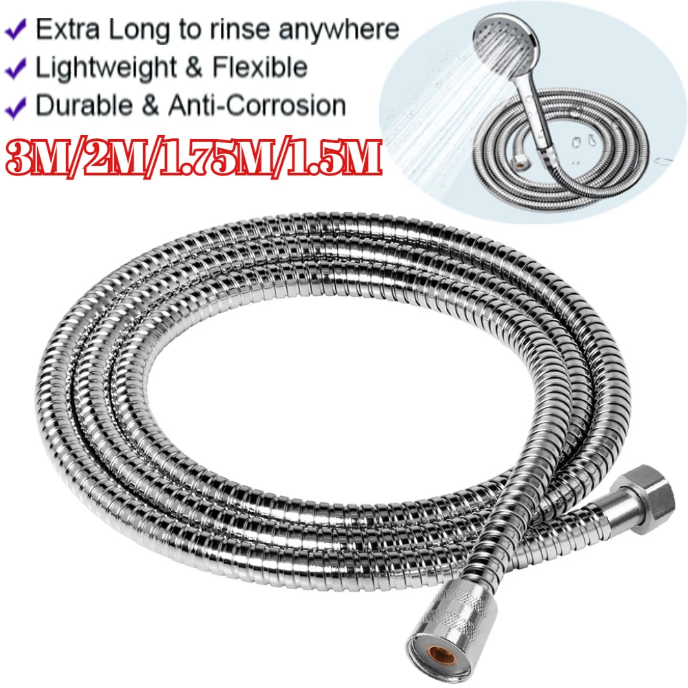 

Душевой шланг 3м/2м, удлиненный, из нержавеющей стали, для ручного душа, с латунной вставкой и гайкой, прочный, гибкий, хромированный.