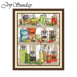 Joy Sunday kit punto croce armadio Gourmet modelli HD stampato tessuto contati Aida 16/14/11CT set da ricamo artigianale fai da te