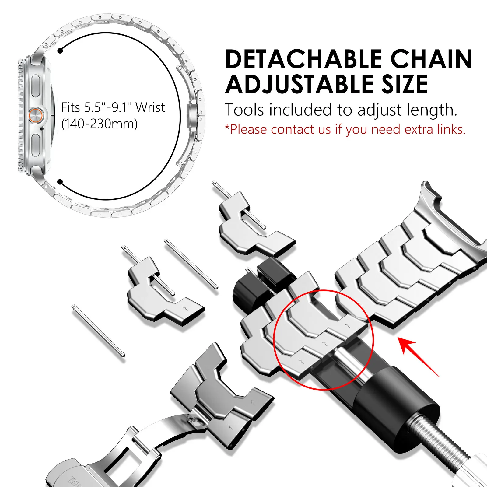 Cinturino in titanio per Samsung Galaxy 8 40mm 44mm Classic 46mm Bracciale senza spazi vuoti Acciaio inossidabile Metallo per Galaxy Watch 8 Accessori