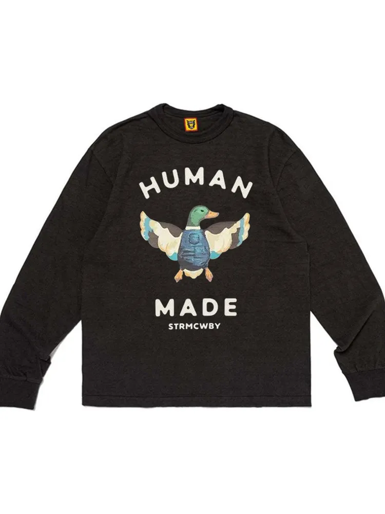 Human Made Duck Graphic Long Sleeve T Shirt Boxy Crewneck Unisex Casual Top