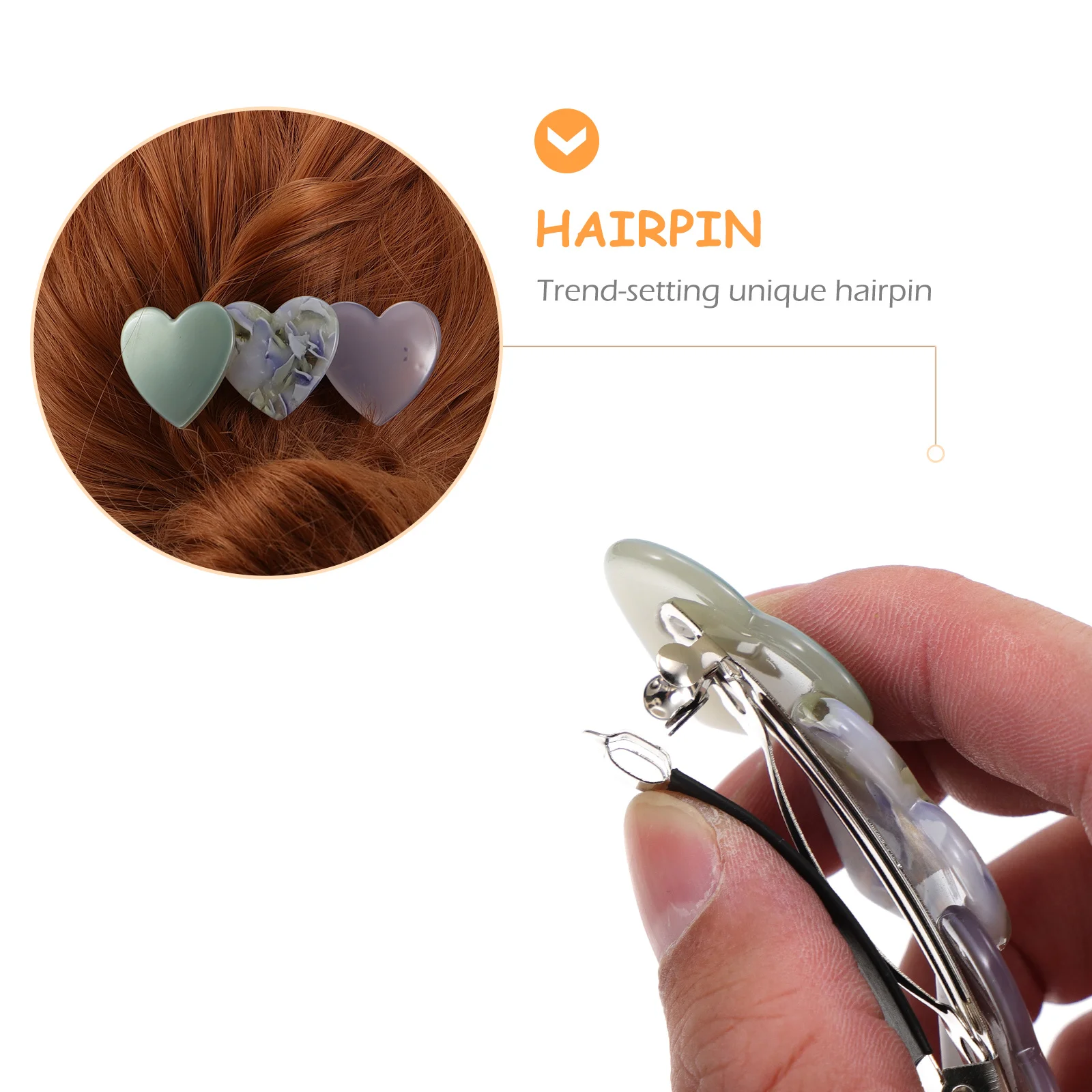 

3Pcs Love Heart Hairpin Elegant Automatic Hair Clips Spring Hair Barrettes for Women Wedding Party Accessory Clip Barrette