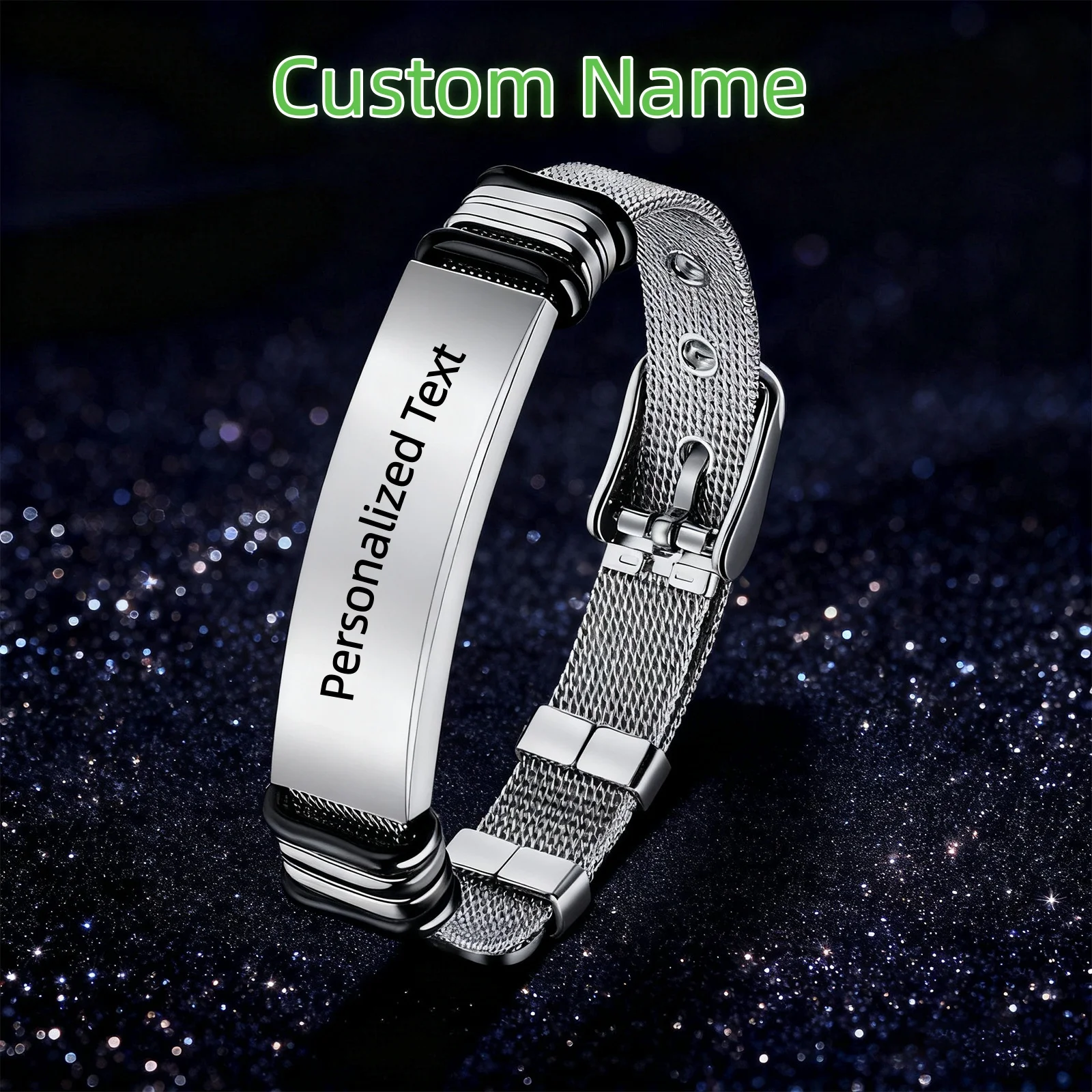 

Name Laser Engraving Stainless Steel Bracelets Customized Text logo ID Men's Wristlet luxury Engraved Gifts jewelry personalised