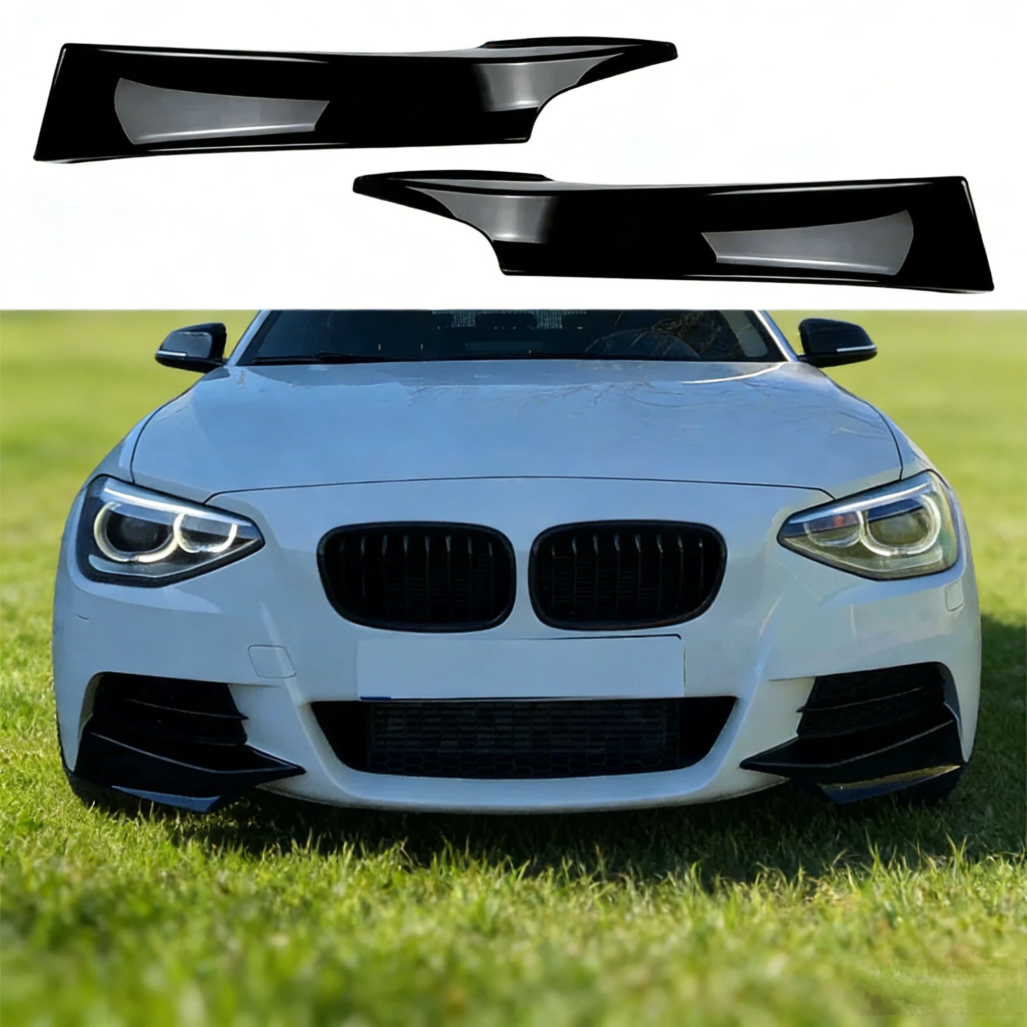 For Bmw F20 F21 Front Bumper Lip Spoiler Splitter Fog Lamp Grille Trim 1 Series 120d 120i M135i M Pack 2011-2015 Pre-Lci Bodykit
