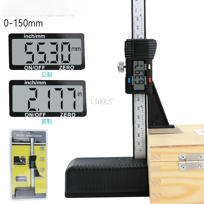 

0-150mm Digital Height Gauge Caliper Precision Marking Electronic Vernier Height Ruler Marking Gauge for Woodworking Table Saw