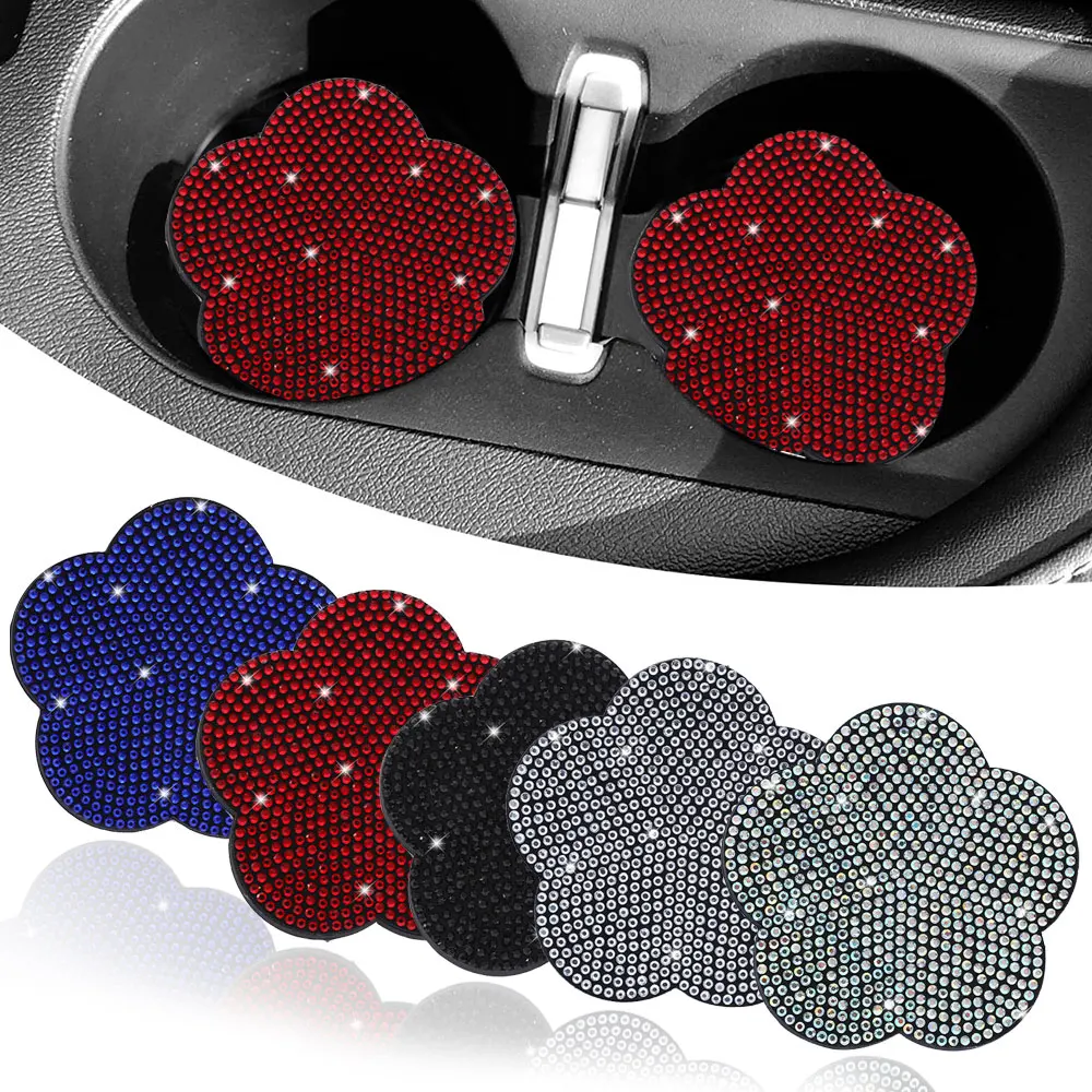 

Car Diamond Coaster Water Cup Slot Non-Slip Mat Silica Pad Cup Holder Mat Auto Gadget Decor Bling Car Styling Accessories