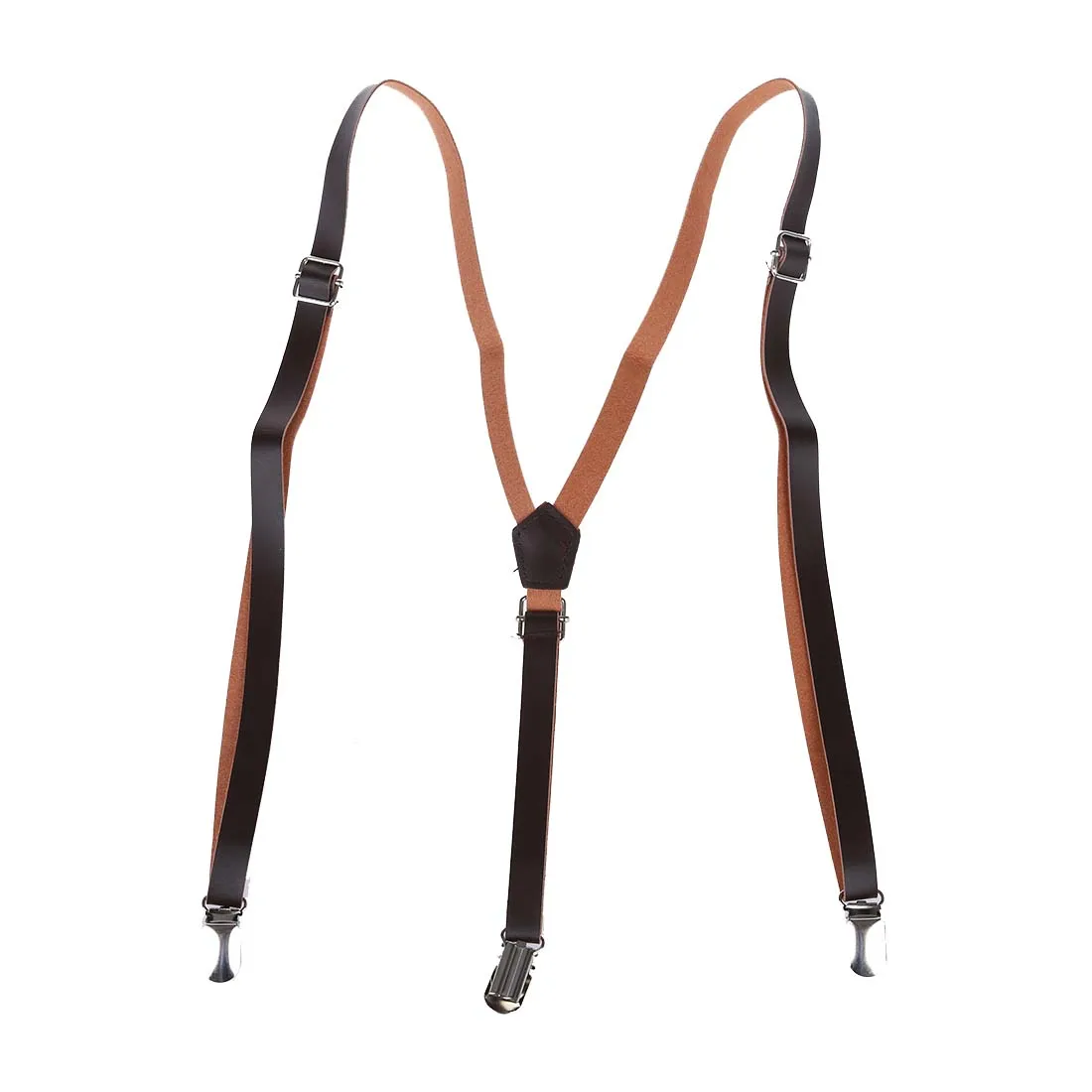 

CGG-Coffee Faux Leather Adjustable Band Suspenders Braces