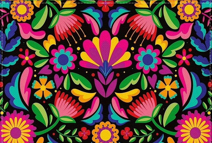 1pc Mexican Floral Table Pads, Colorful Printed Spring Summer Table Mats For Party, Kitchen Dining Decoration, Scene Decor