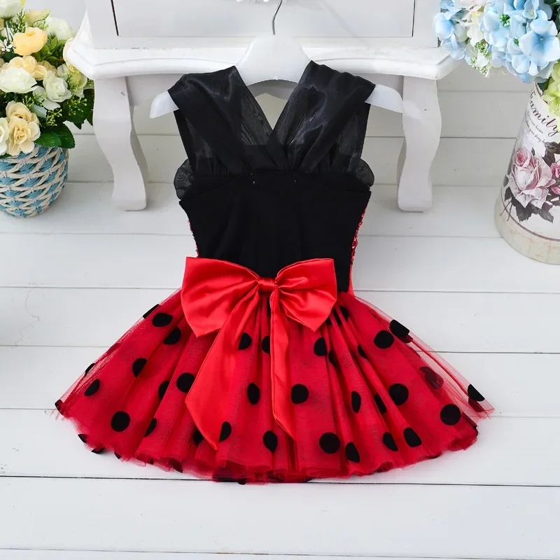 Redbug Earrings Marinetteing Girls Birthday Party Tutu Dress Kids Halloween red Reddy cosplay Bug Costume Ladybird Fancy Dress