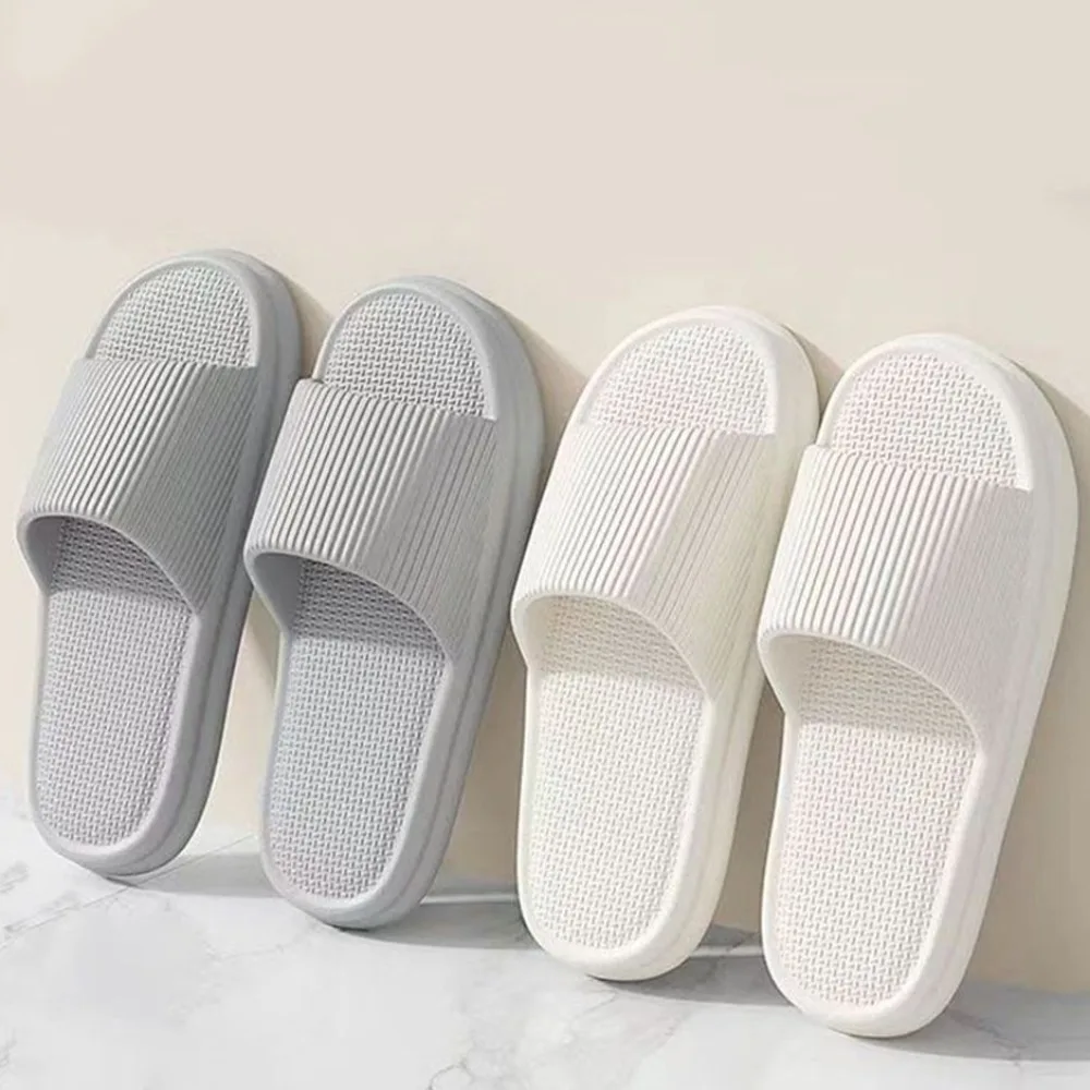 

Fashion Thick Platform Slippers Soft Sole Beach Shoes Couple Non-slip Flip Flops Simplicity Slide Sandals Unisex House Shoes