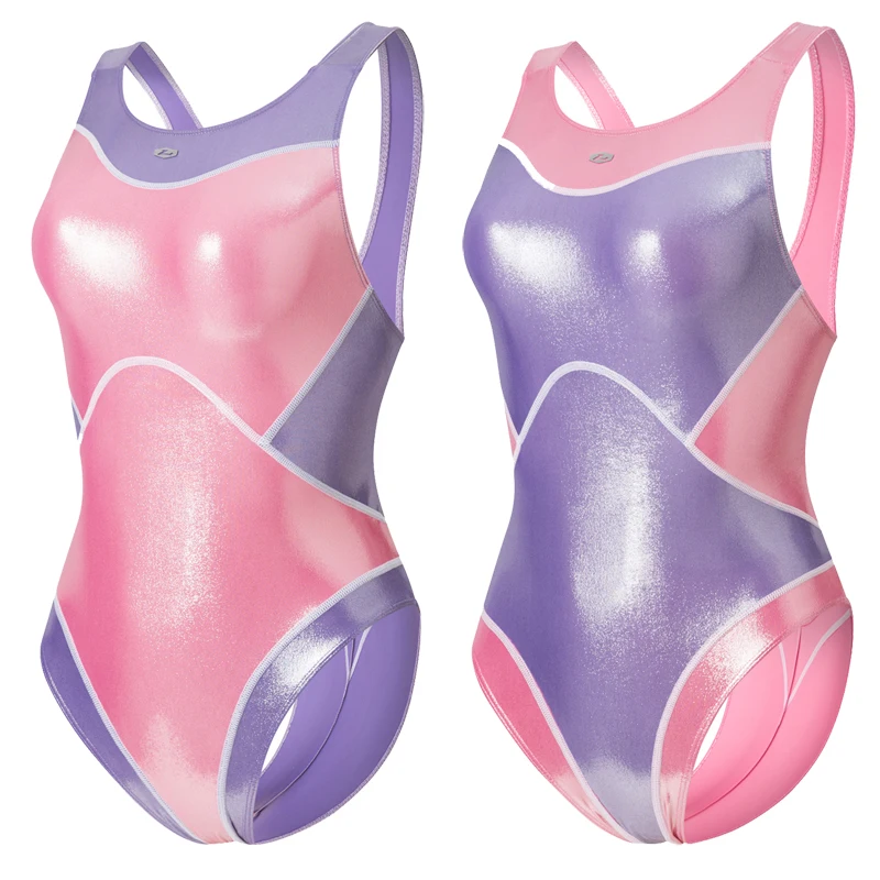 LEOHEX Lycra Competition Swimsuit One Piece Bodysuit Japanese Shiny Glossy for Swimming and Fitness  Surfing Diving