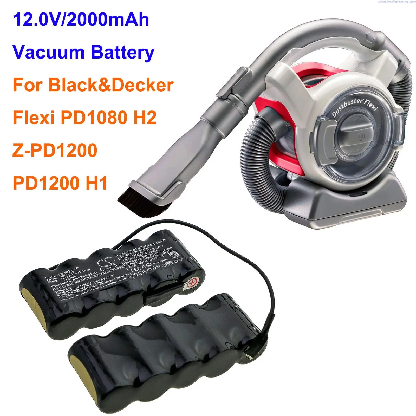 

2000mAh Vacuum Battery 90584779 for Black+Decker Z-PD1200, PD1200 H1, Flexi PD1080 H2