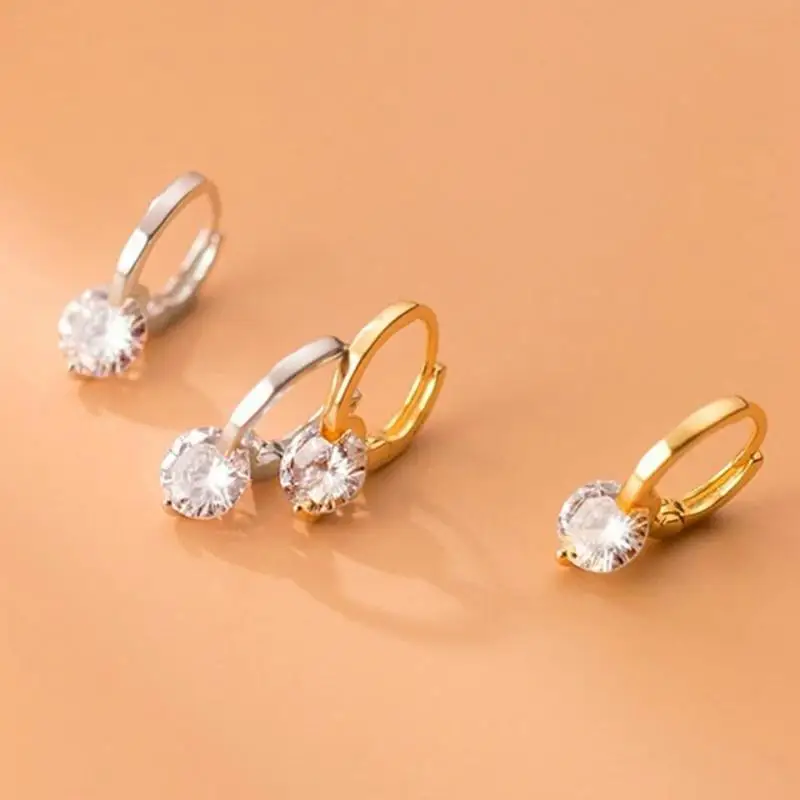 RAKOL Imitation Pearl Hoop Earring Round Cubic Zirconia Small Ear Hoops For Women Men Copper Metal Simple Earrings Party Jewelry image 3