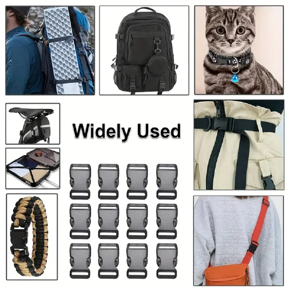 10 Pcs/Pack Piastic Side Release Buckle Curved 550 Paracord Bracelet Dog Collar Backpack Strap Webbing 10mm 15mm 20mm 25mm