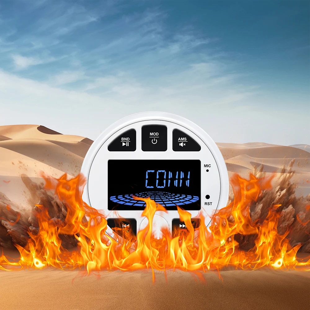 Boat Radio MP3 Media Player Stereo Marine Radio Cover Bluetooth AUX USB Waterproof Widely for ATV UTV SPA RZR FM AM Radio