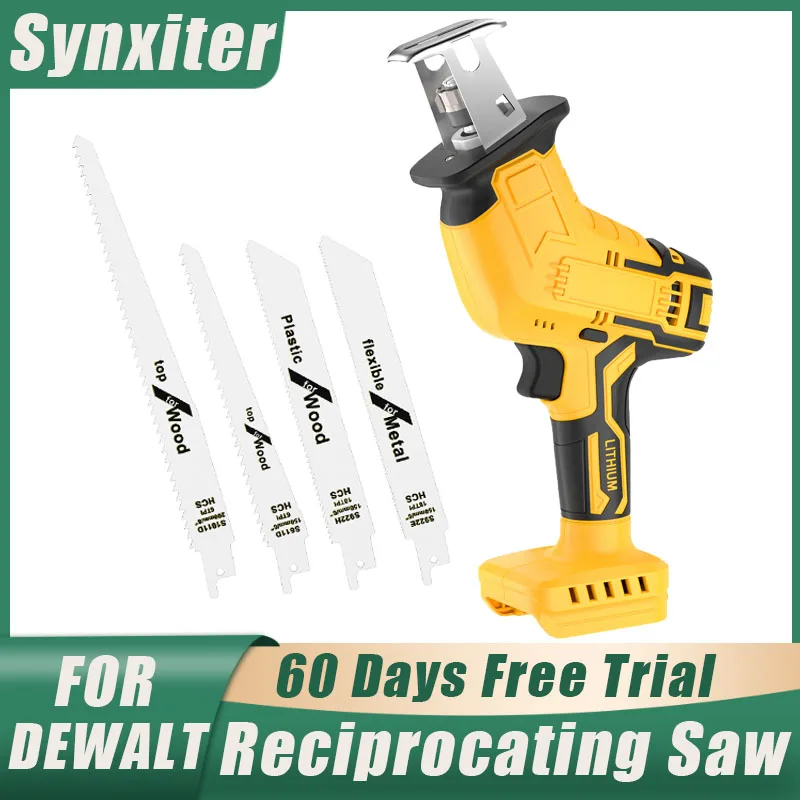 

Cordless Reciprocating Saw Portable Electric Saw With 4pcs Blades Wood Pipe Cutting Saw Power Tools For Dewalt 18V Battery