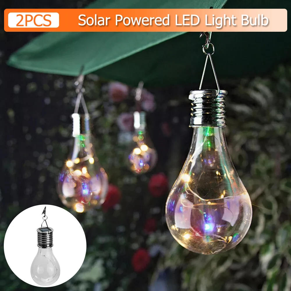

2X Waterproof Solar Lights Hanging Light Dusk To Dawn Lighting Clip Lamp Colored Led Garden Bulb Outdoor Warm Christmas Exterior