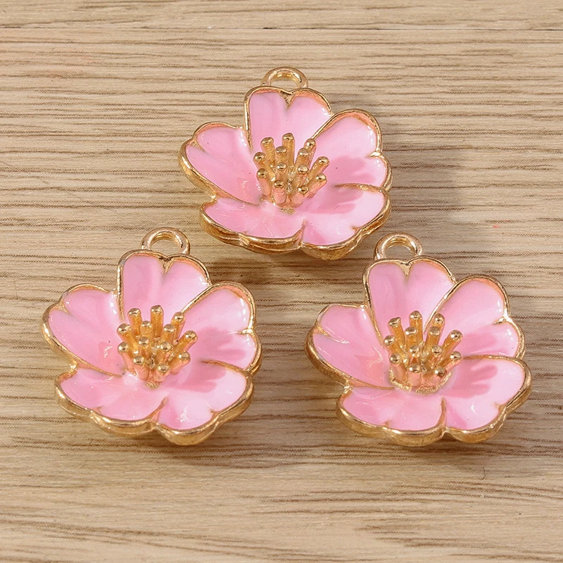 Tusember 10 Stück 19*23mm Niedliche Bunte Blumen-Anhänger für Schmuckherstellung Handgemachte Ohrringe Halskette DIY Modeschmuck – Detail 5