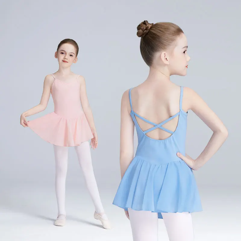 Girls Ballet Dress Dance Leotard Dress Toddlers Kids Gymnastics Leotard With Lining Cotton Closed Crotch Camisole Dress Leotards