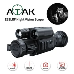 ATAK ES3LRF Hunting Night Vision Scope 350m IR Ballistic Calculator Rangefinder 850nm/940nm Red Dot Sight VS PARD NV008S