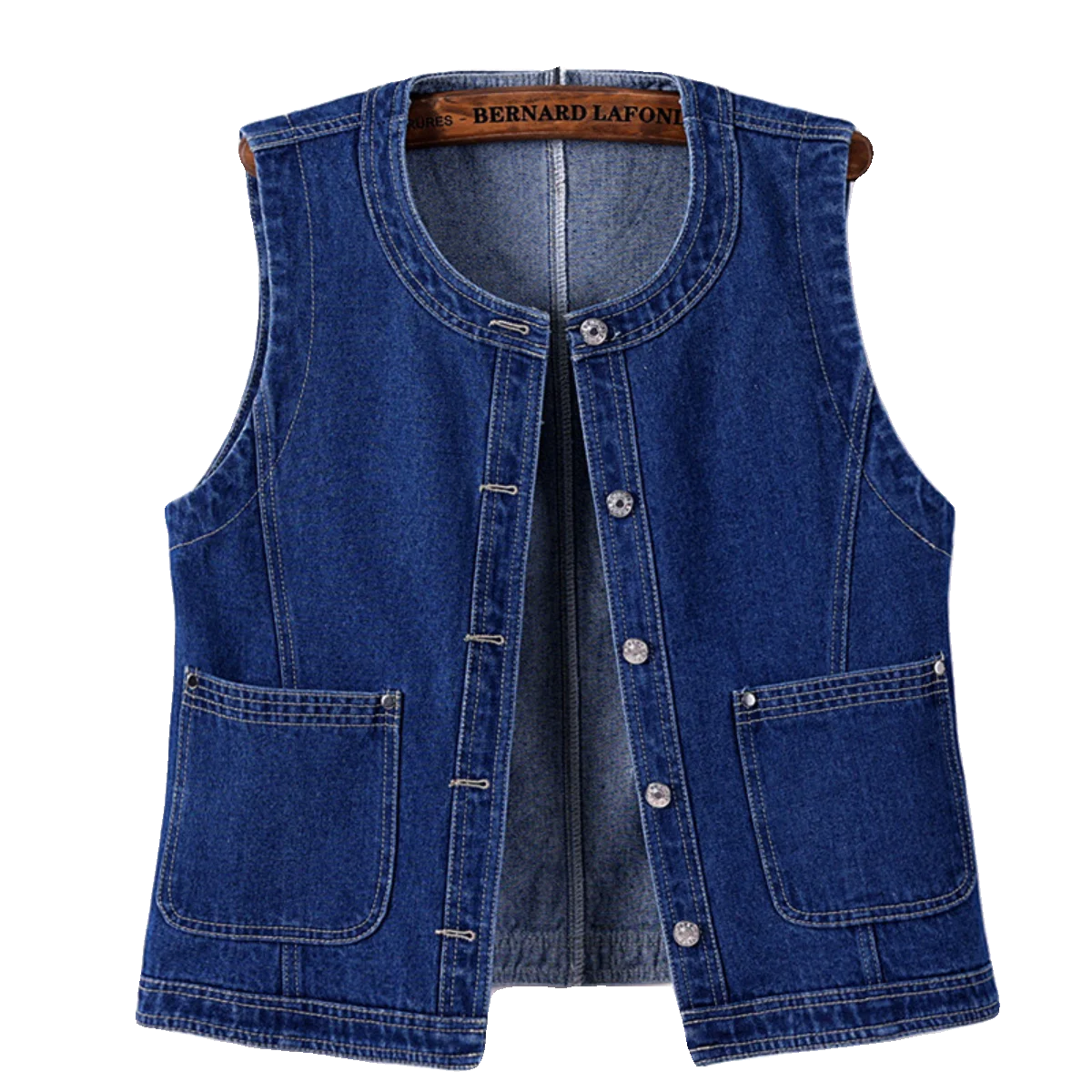 Blue Denim Vest For Women Spring Round Neck Sleeveless Short Waistcoat Simple Casual Vest Female Outerwear Tops
