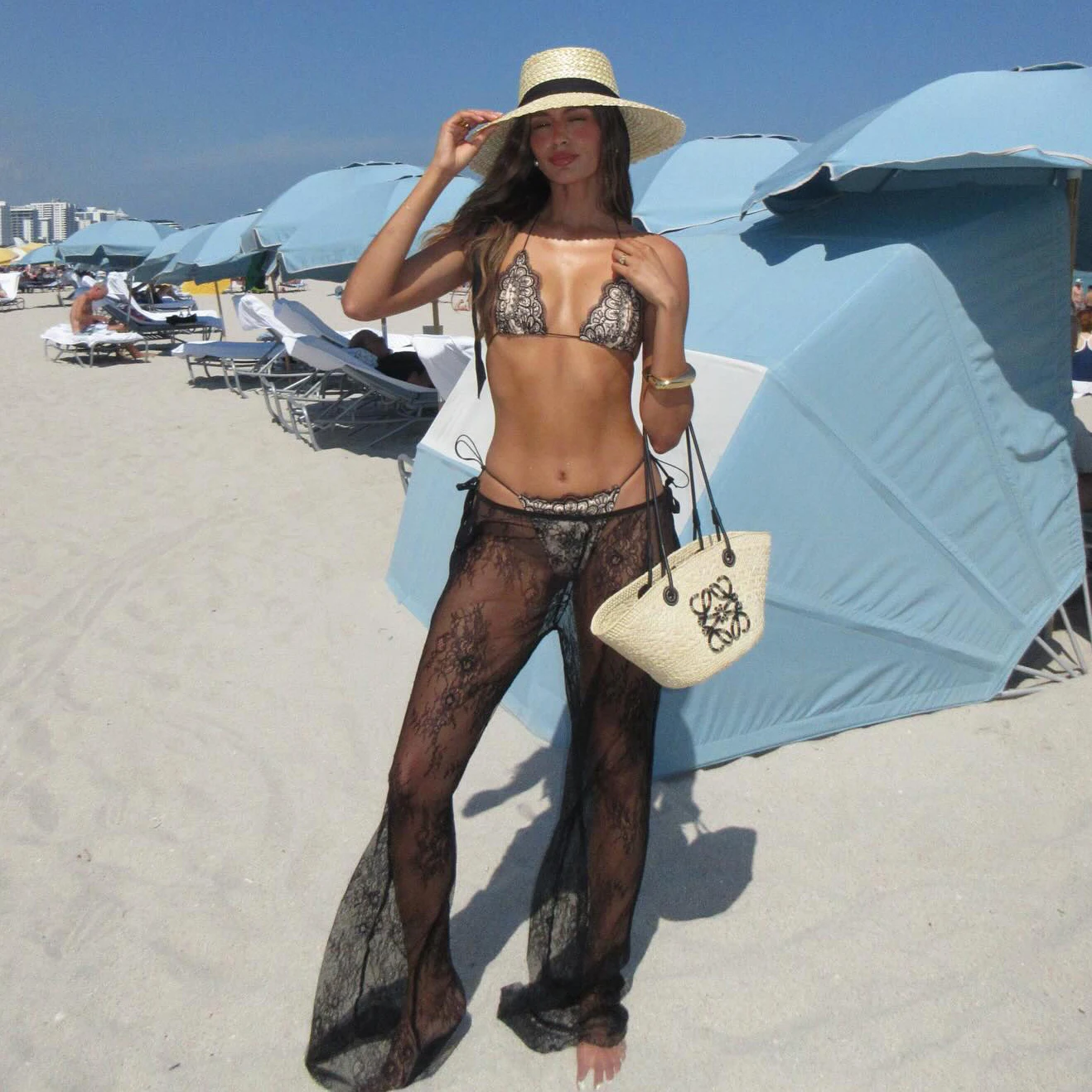 3Pcs Lace Bikini With Beach Pants Sexy Swimsuit Women Swimwear Push Up Biquini Female Mirco Bathingsuit Bodysuit Beach Outfit image 3
