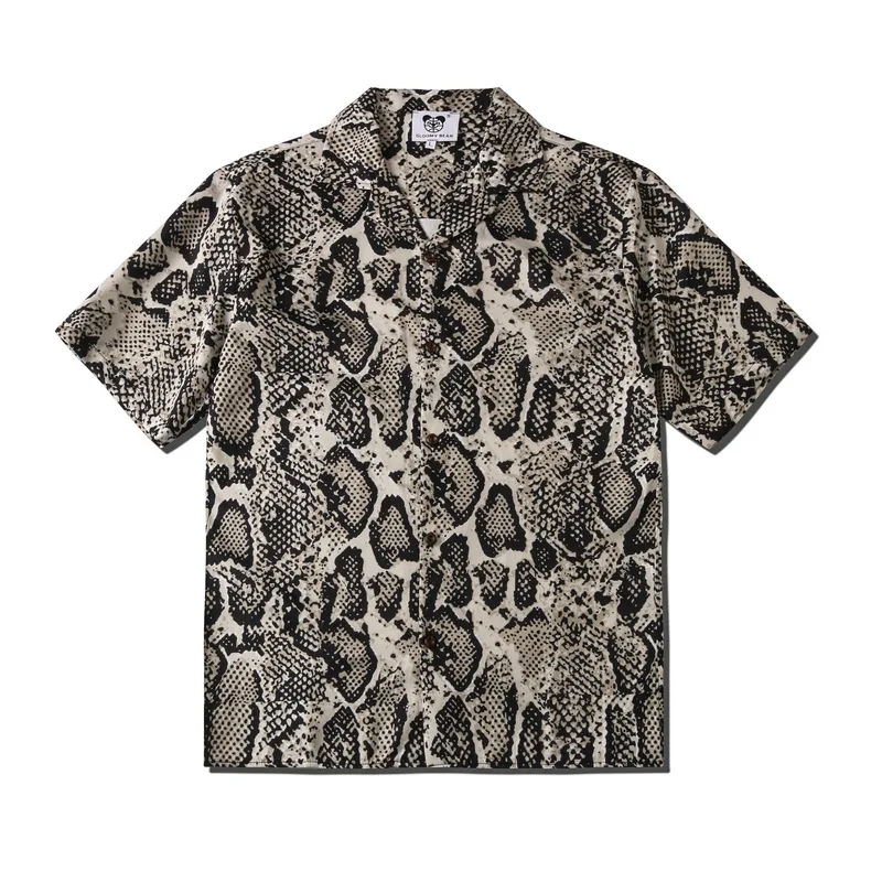 Camisas De Verano Para Hombres Summer Men Vintage Snake Pattern Printed Social Shirts Men's Oversized Short Sleeve Luxury Shirt