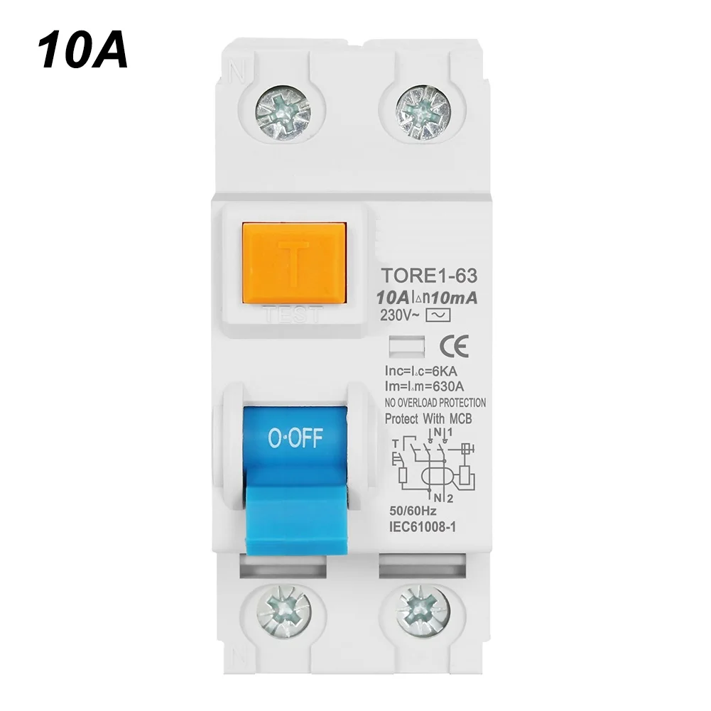 10mA Leakage Circuit Breaker 230V Power Protector 10A,16A,25A,32A,40A,63A optional Differential Breaker Top Input Bottom Output