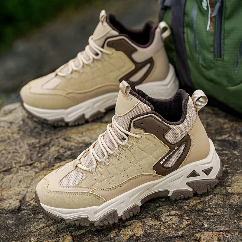 

Men's Hiking Shoes for All Seasons Thick-soled Large-sized High-top Comfortable Wear-resistant Anti-slip Sports Casual Shoes