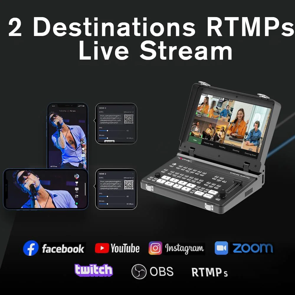 MF10 Movmagic 10.1 Inch Screen 5-Channel 4K60Hz Video Switcher With 8-Layer For Splitters Metal Construction HD Inputs