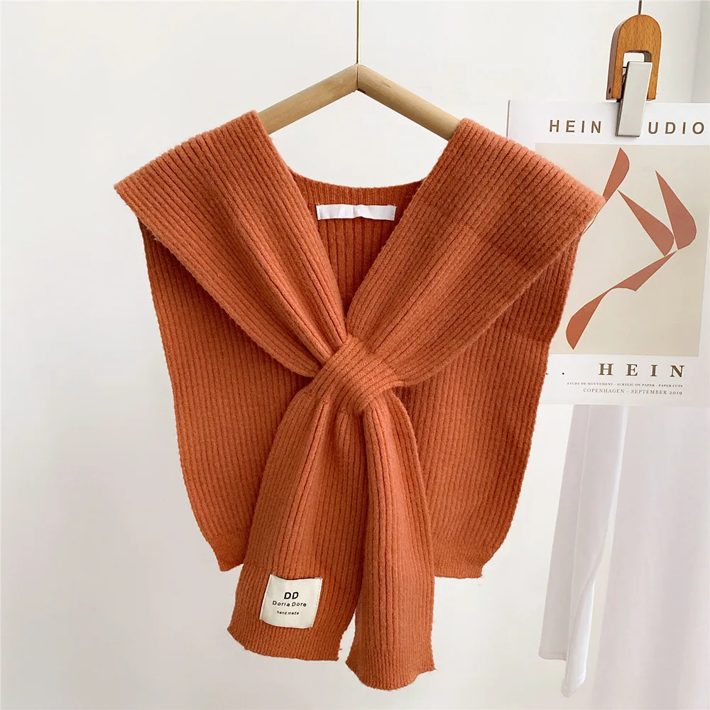 Solid Color Knitted Shawl Scarf Women Autumn And Winter Capes With Shirts Fashion Winter Clothes Women Decorative Scarves