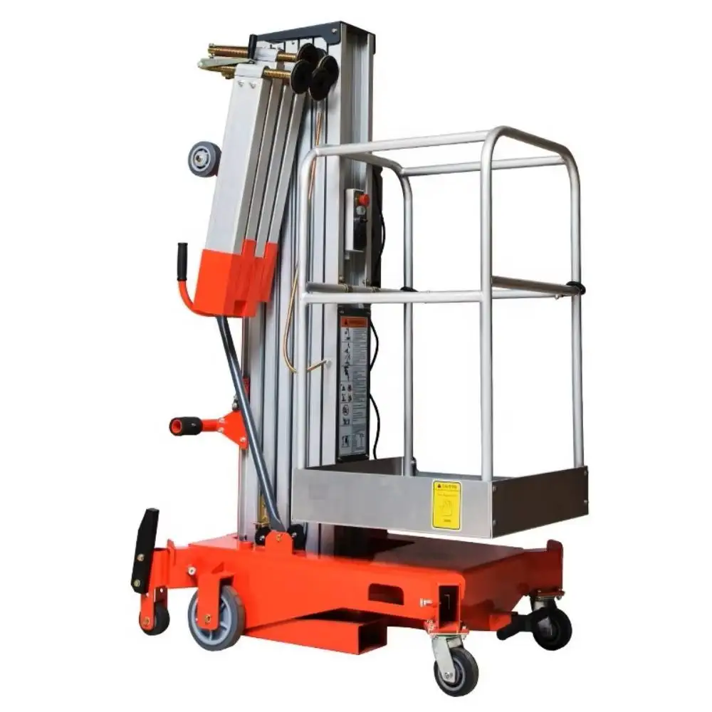 Single Column Hydraulic Aluminum Alloy Vertical Single Mast Lift Platform Mobile Small Lift