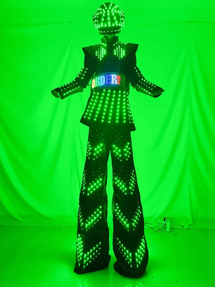 زي روبوت ووكر LED للسيدات، لون رقمي وجهاز تحكم عن بعد Kryoman، بدلة أداء المسرح للملهى الليلي DJ