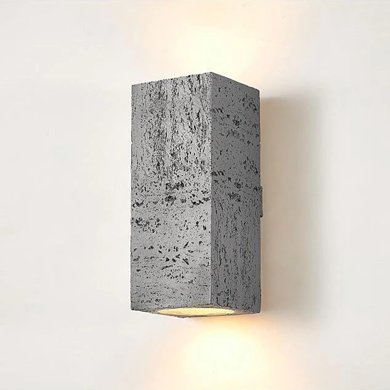 

Led Wabi-sabi Wall Lamp Square Nordic Cement Foyer Bedroom Restaurant Retro Wall Decor Light Bedside Corridor Sconce Designer