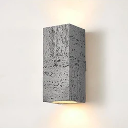 Lámpara de pared Led wabi-sabi de cemento nórdico cuadrado, vestíbulo, dormitorio, restaurante, decoración de pared Retro, luz de mesita de noche, candelabro de diseñador