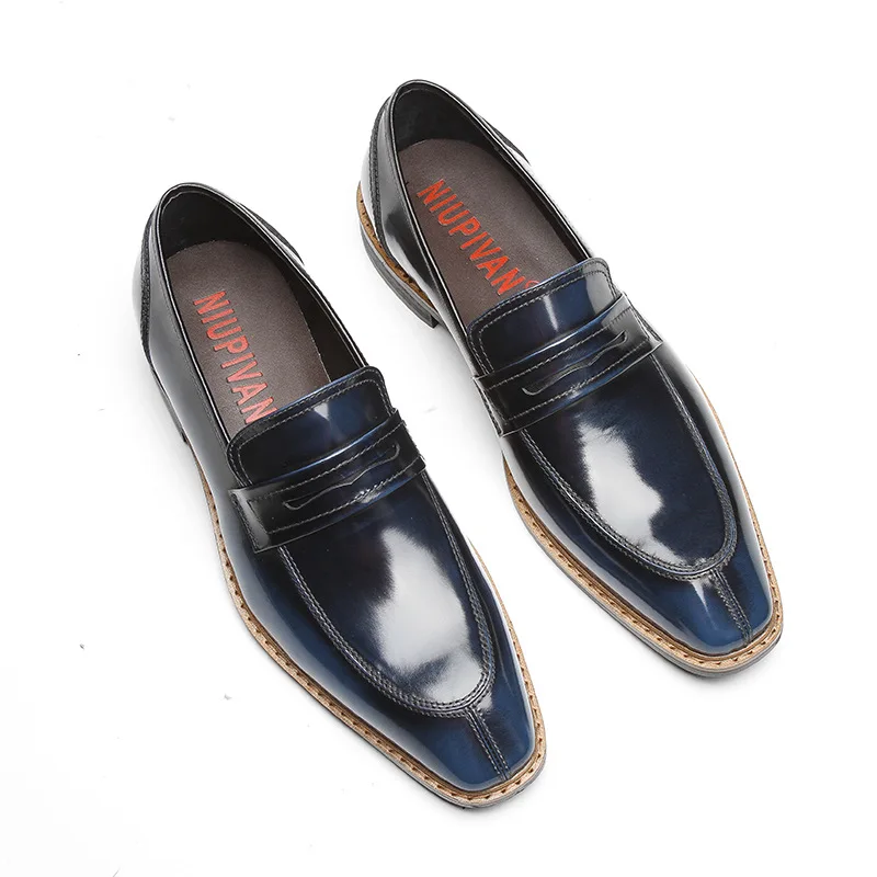 Fashion Men's Casual Leather Shoes Men Classic British Style Monk Loafers Mens Slip-on Thick Sole Heightened Shoe Patchwork