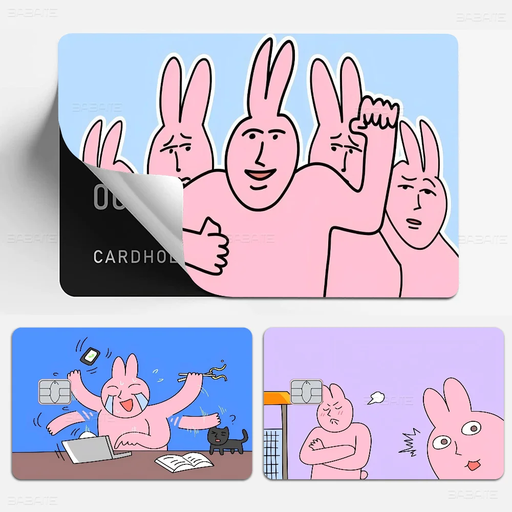 My F-Friend Pink Rabbit Funny Anime Cartoon Sticker Film Skin For Credit Card Debit Bank Bus Card