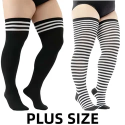 Autumn Winter Plus Large Size Long Socks Black White Over The Knee Thigh High Thick Leg Warmers Stockings for Oversized Woman XL