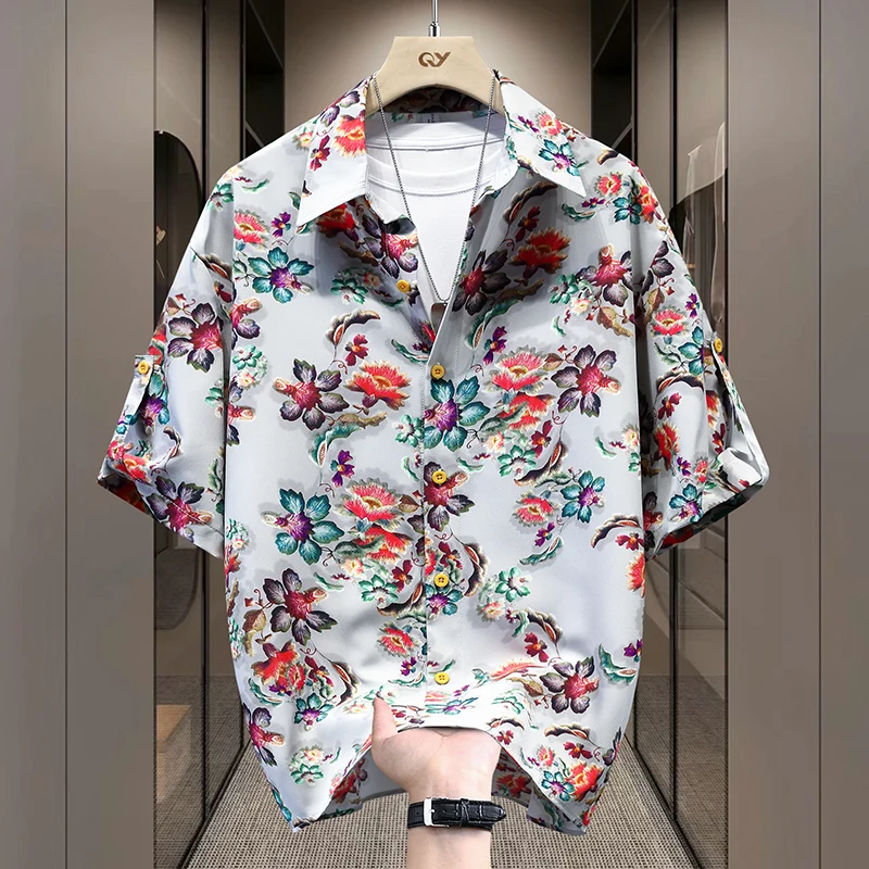 

Men's Streetwear Casual Short Sleeve Blouse Fashion Shirt Streetdress Hombre Male Clothing Spring Autumn Camisa Men's Shirts New