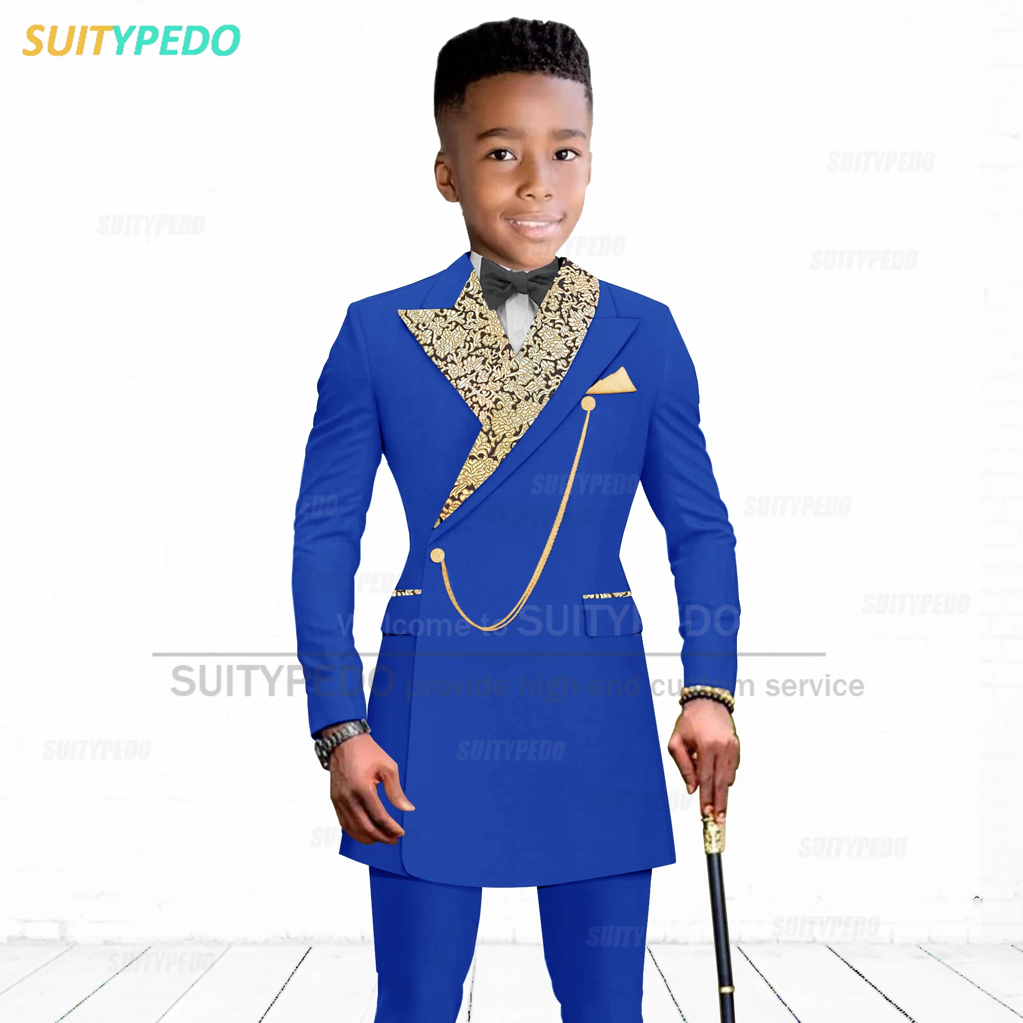 Traje Formal azul real para niños, traje de actuación de graduación, traje de anfitrión de fiesta para bodas, Blazer, pantalones, 2 piezas