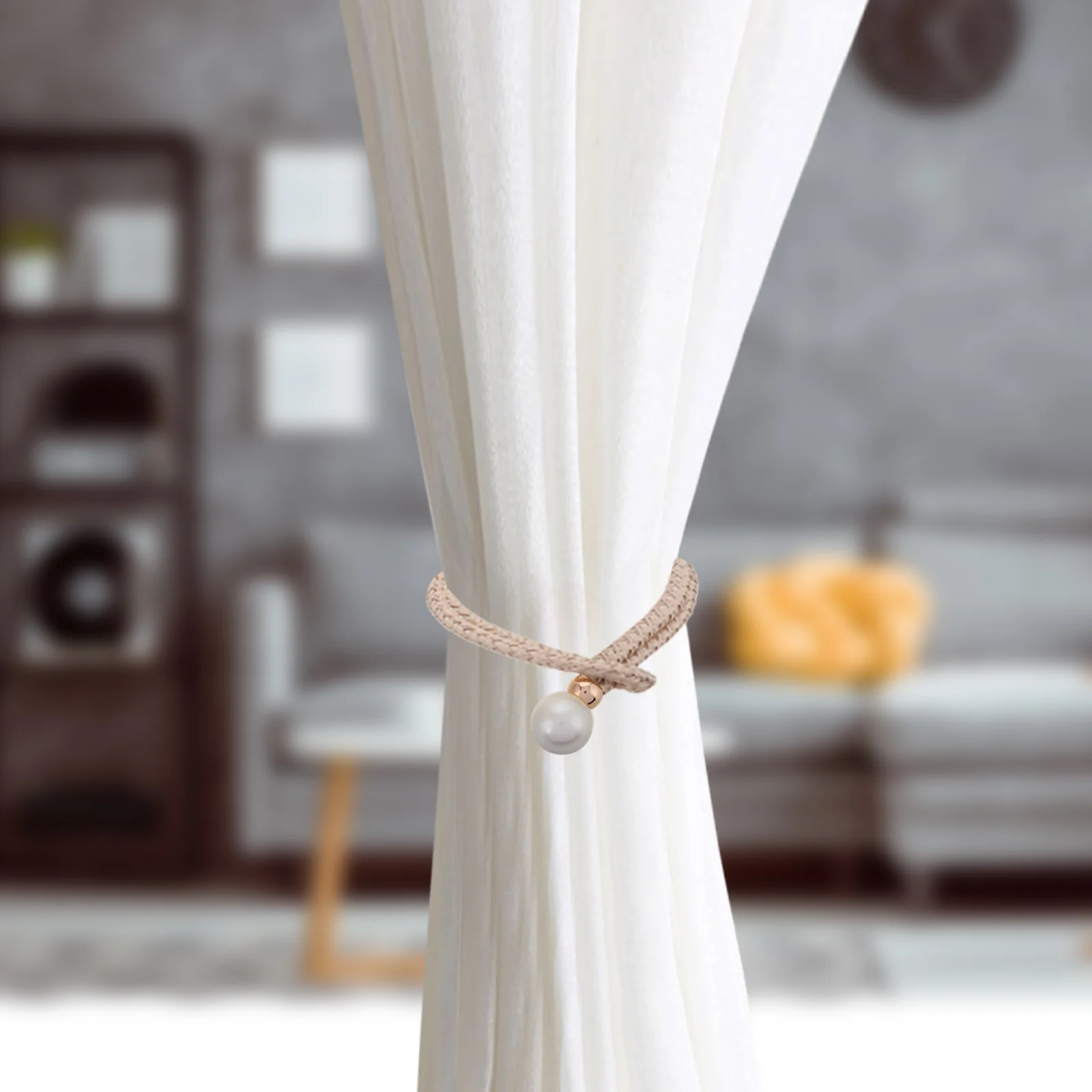 

2Pcs Curtain Tiebacks Simple Style Pull-String Adjustable Drapery Holders for Bedroom Living Room Outdoor Rustic Boho Decorative