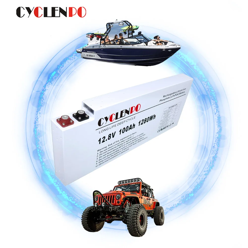 Lifepo4 battery 12.8v deep cycle 100ah lithium ion battery for Vehicle