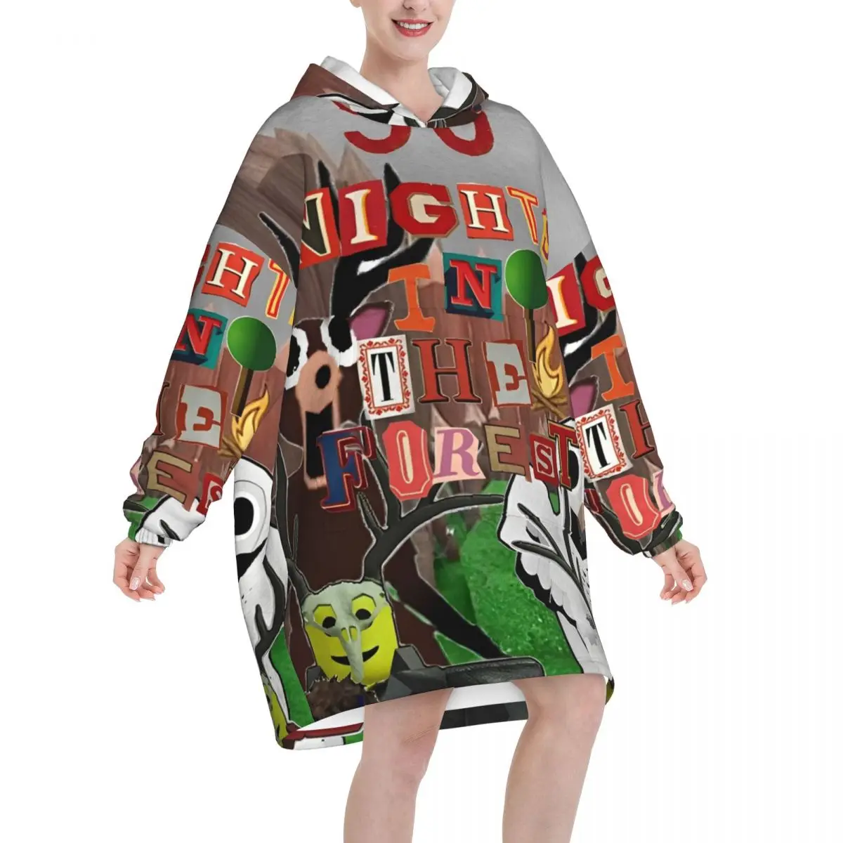 99Nights In The Forests Deken Hoodie Draagbare videogamesdeken Oversize met zak Warme slaapzak Zachte, gezellige onesie
