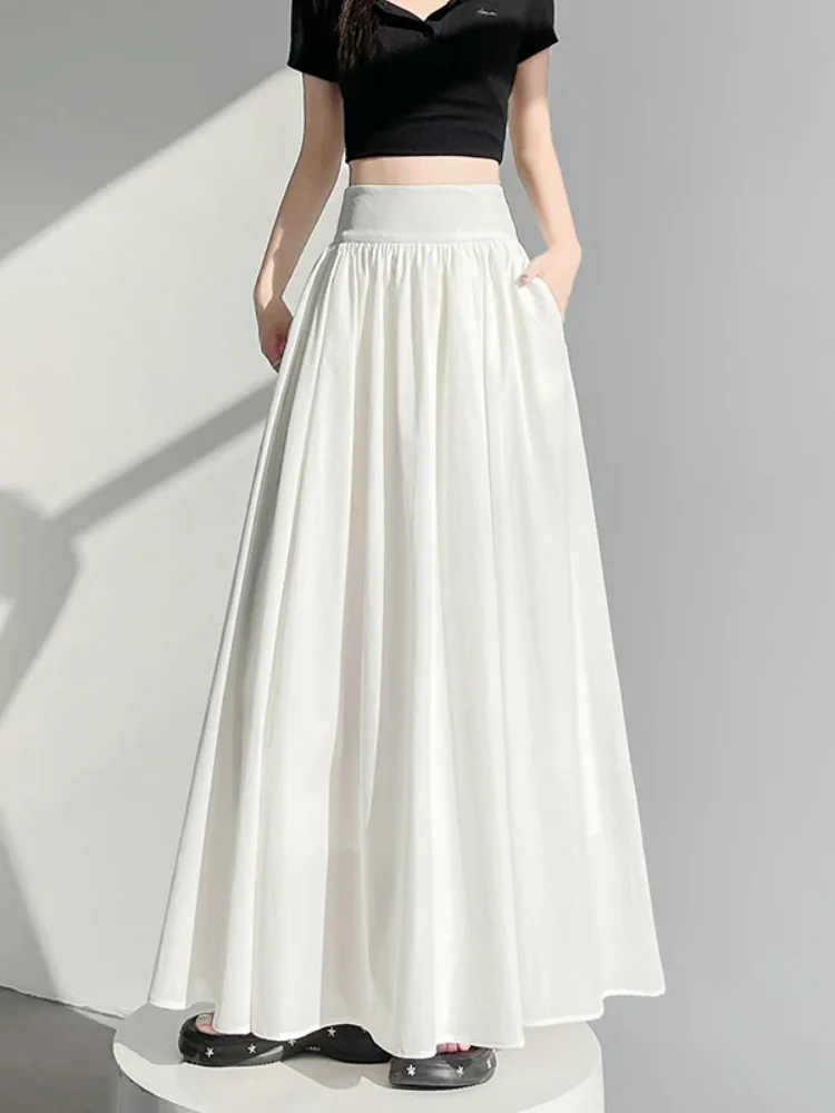 

Юбка плиссе Kumikumi с высокой талией, универсальная, простая, женская, весенняя, стройнящая, драпированная, омолаживающая, пышная, длинная