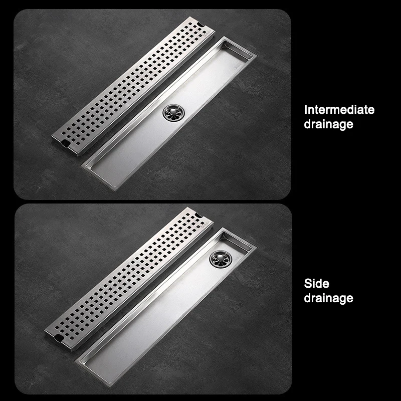 Stainless Steel Floor Drains Anti-odor Shower Drains Bathroom Waste Filter Drainage Long Strip Kitchen Accessories 20-100cm